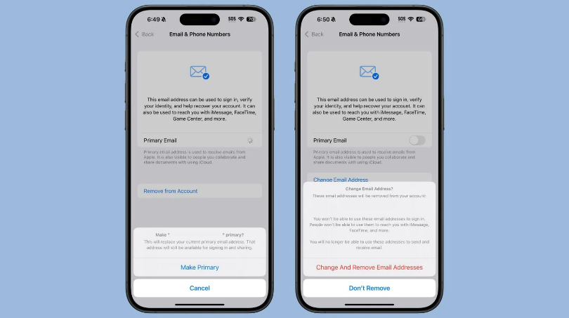 商河苹果手机维修分享苹果 iOS 18.1 支持设置“主要”邮箱地址并更改 iCloud 邮箱 
