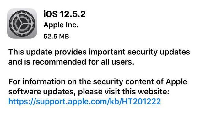 商河苹果手机维修分享iOS12.5.2发布，建议所有老苹果用户安装 